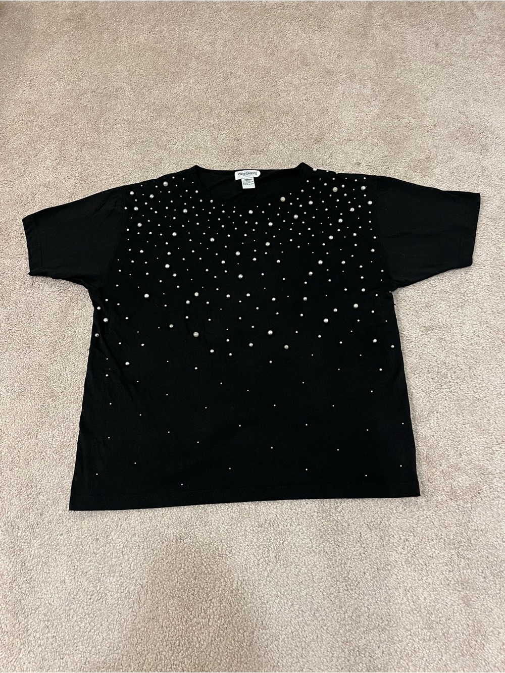 Oleg Cassini Vintage Pearl Embellishment Top